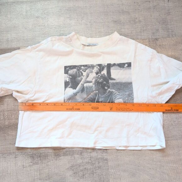 Scotch & Soda Crop T-Shirt Graphic Tee Size XS Ivory - Picture 6 of 14